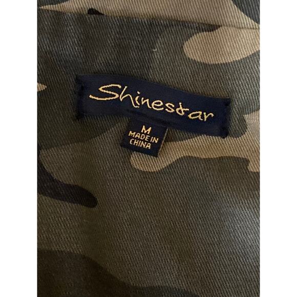 Shinestar Women's Green Camo Army Military Full Zip Anorak Utility Jacket Size M - Picture 4 of 5